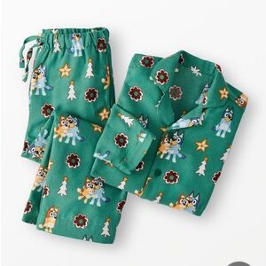 Hanna Andersson Green Pajama Set with Bluey Design - kids size 12